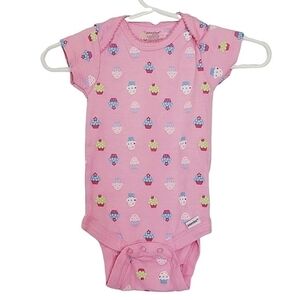 K1071 * Onesies Brand Cupcake Print Bodysuit Pink Size 3-6M
